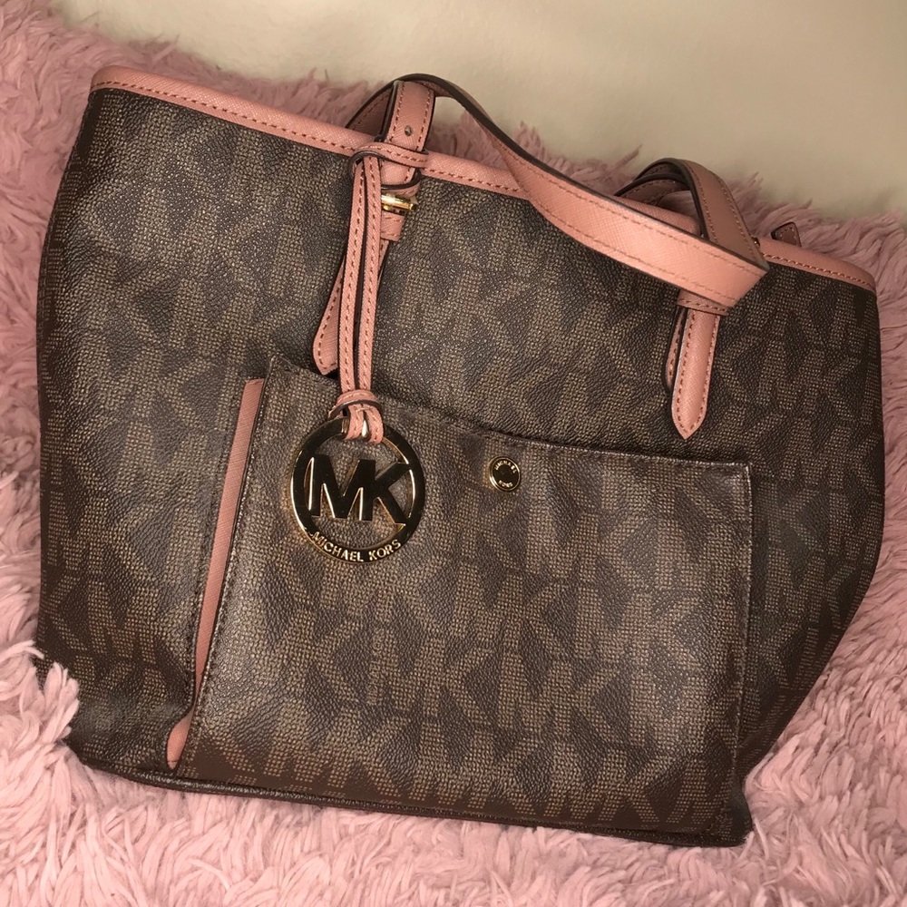 Michael Kors Top Zip Jet Set Pocket Tote - Pink